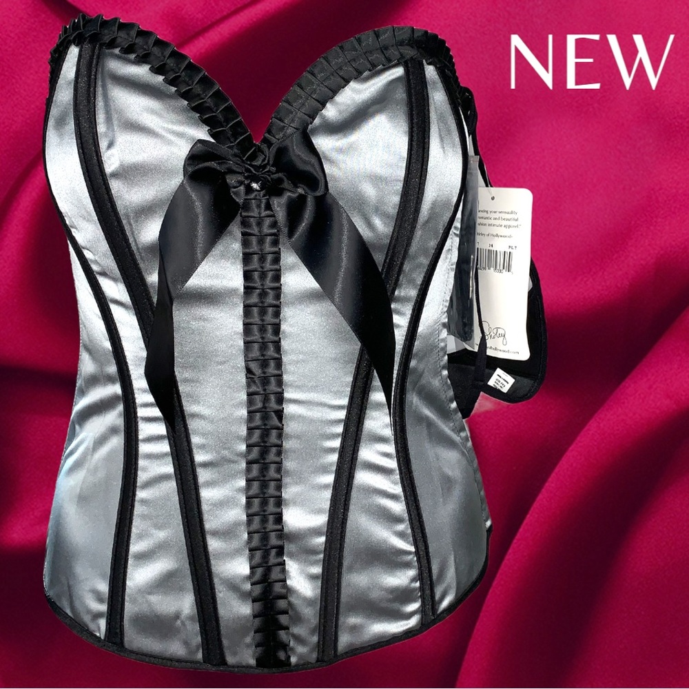 Strapless Bustier, Corset, Silver Black, Over Bust, NWT